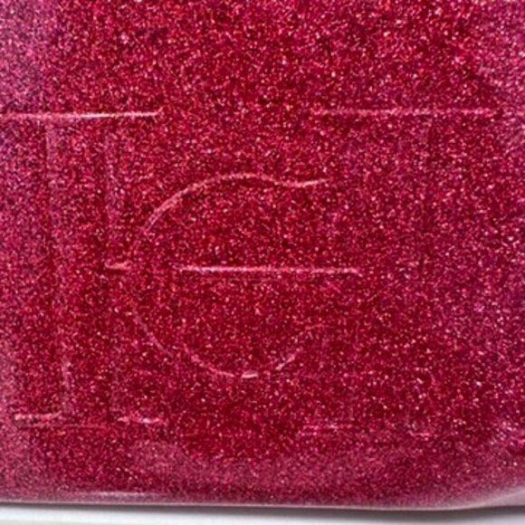 Carolina Herrera Red Clutch Bag Good Girl Makeup Pouch Glossy Patent Sparkle NEW - Picture 3 of 5